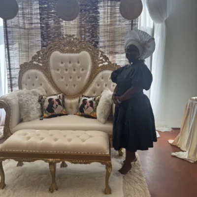 Alaga with one of her throne chairs