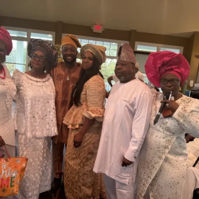 Alaga with the couple and their family